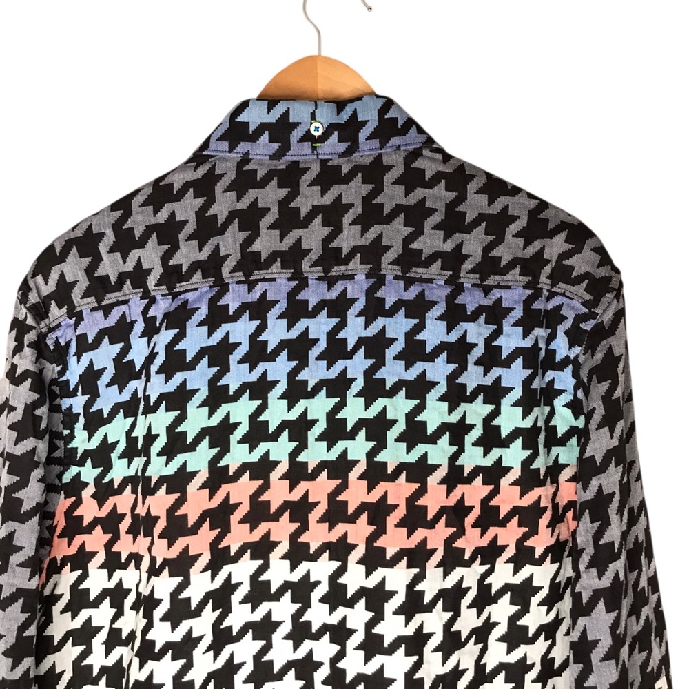 Robert Graham Multicolour Houndstooth Button Front Shirt Long Sleeve Men's Large - Picture 10 of 15